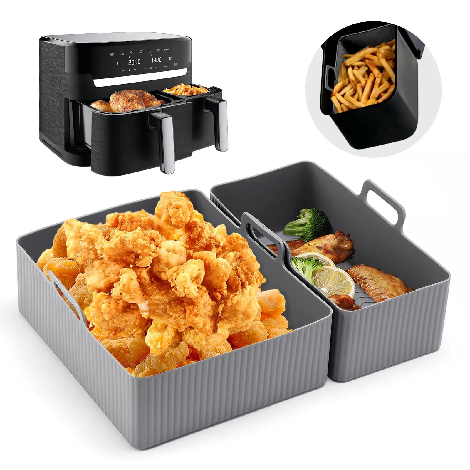 Lot de 2 tapis en silicone pou - Air Fryer Silicone Pot Liner avis et prix